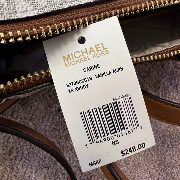 NWT Michael Kors Womens White Mini Hand Bag | White and Gold | Cute Purse - Picture 6 of 6